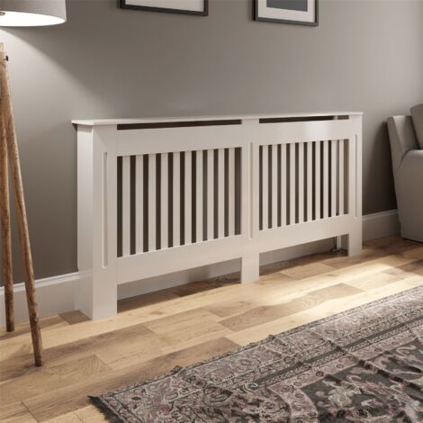 Radiator Cover Large -White Vertical Style - White