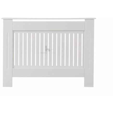 Radiator Cover Wall Cabinet MDF Wood Furniture Vertical Grill White, Medium