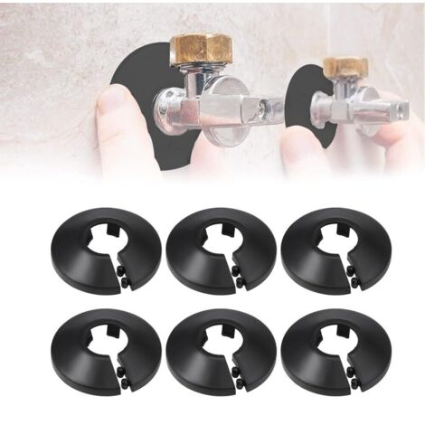 Radiator Pipe Cover, Radiator Cover, Black Radiator Cover, Radiator Rosette, Pipe Clamps Plastic Radiator Pipe Covers for 12mm Diameter Pipe, Black, 6 Pieces