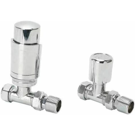 Radiator Valves Thermostatic Radiator Valves Angled or Straight Lockshield UK Valve 1/2" x 15mm Straight Chrome