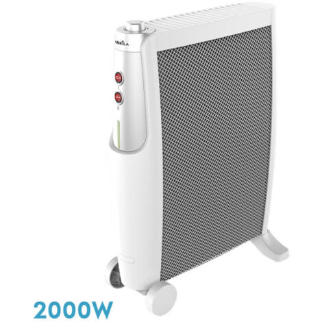 Radiatore de mica imperial 2000w 2elem bianco/argento 2 potenze antiribaltamento,termostato,c/ruote 66x48,5x23cm