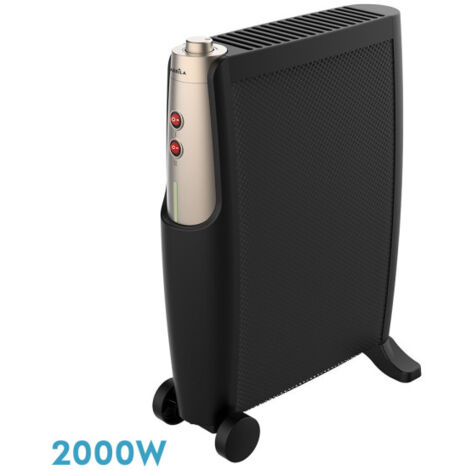 Radiatore de mica imperial 2000w 2elem nero/oro 2potenze antiribaltamento,termostato,c/ruote 66x48,5x23cm