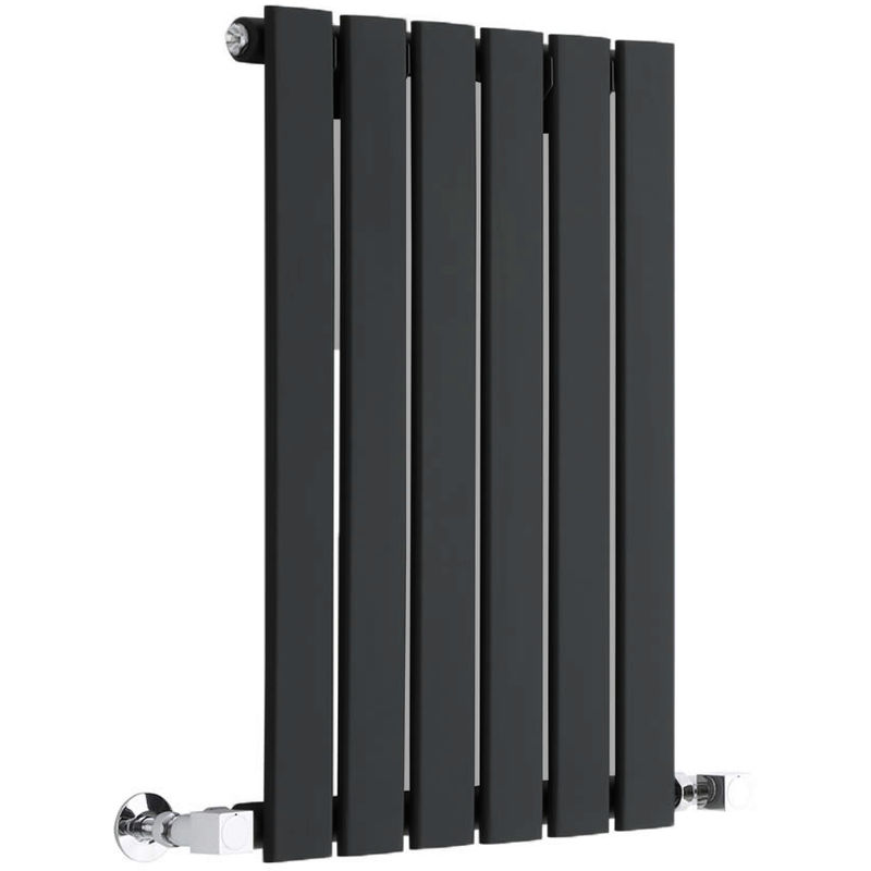 Delta Radiatore Termoarredo di Design Orizzontale Moderno - Termosifone con Finitura Opaca Nera - Pannelli Piatti - 635 x 420mm - 376 Watt