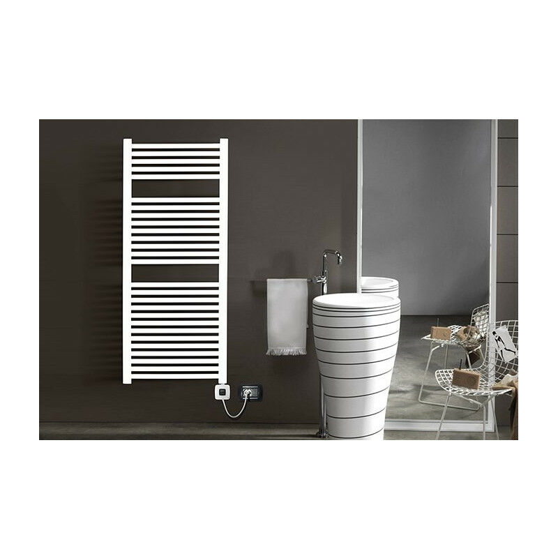 Scaldasalviette Elettrico Da 100W — Con Timer, Regolazione Temperatura, Opzione A Parete O A Pavimento, Alluminio Argento