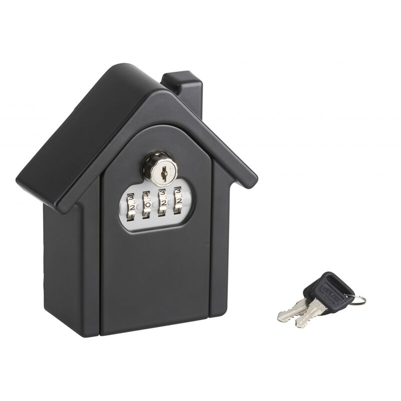 Image of Cassetta portachiavi keybox a forma di casa con combinazione a 4 cifre, 2 chiavi di riserva, nero satinato Thirard