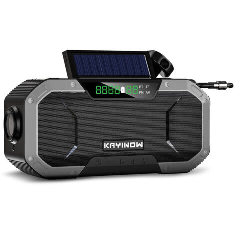 Radio à manivelle solaire d'urgence 5000mAh Power Bank Chargeur Flash Light Outdoor Camping Survival Radio,Silver
