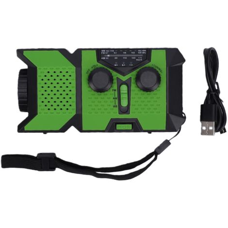 Radio a manovella, radio portatile AM/FM/WB con Power Bank da 2000 MAh e torcia a LED per situazioni di emergenza in campeggio e all'aperto