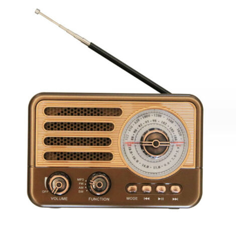 Radio Vintage J-120 AM/FM/SW Bluetooth – Bois, Cuivre Rose, Batterie Rechargeable Incluse