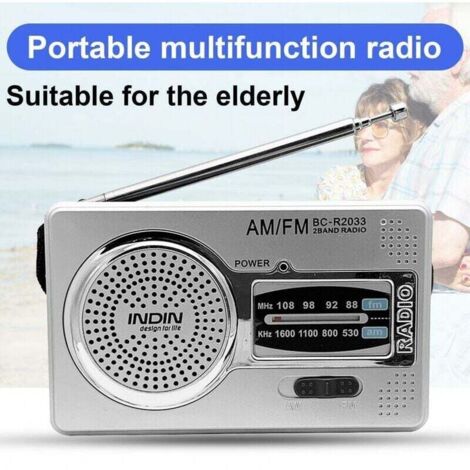 Radio AM FM, antena telescópica, receptor de radio portátil de banda completa, reproductor de FM retro mundial, radio de bolsillo para personas mayores
