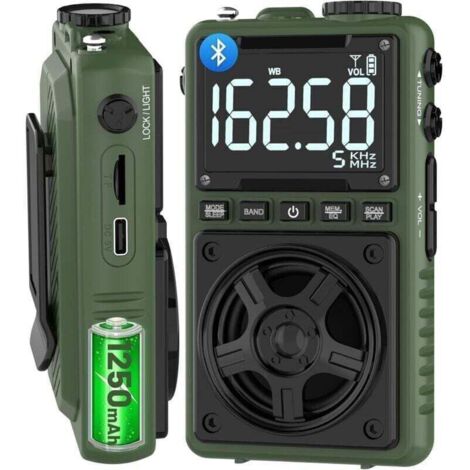Radio AM/FM Bluetooth Portable avec Alertes Météo NOAA et Réception Optimale Ortviai