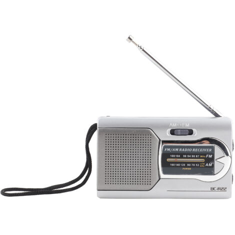 Radio AM/FM Mini Portable Argent avec Haut-parleurs Stéréo pour Musique