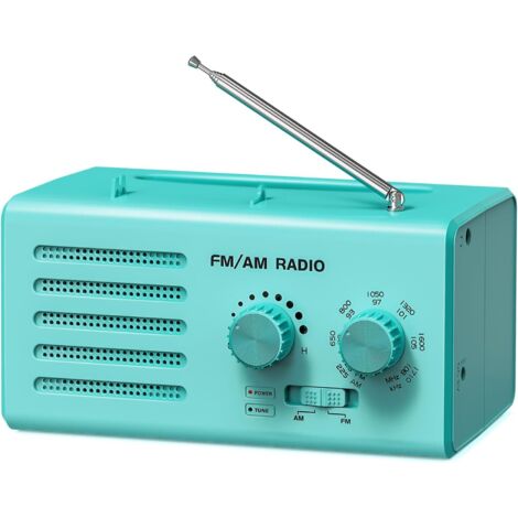 Radio AM ​​FM portable, haut-parleur intégré, prise casque, prend en charge l'alimentation USB, vert