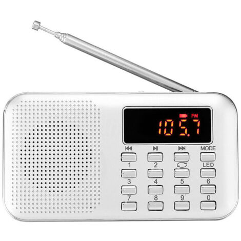 Radio AM/FM portatile aggiornata, radio con luce di emergenza, supporto Micro SD/AUX/USB, batteria ricaricabile da 1200 mAh