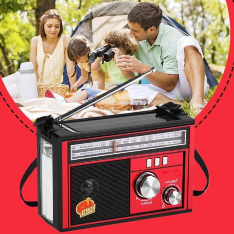 Radio AM/FM portatili - Radio da campeggio a batteria - Attrezzatura da campeggio impermeabile con maniglia e attrezzatura di sopravvivenza per escursioni e interruzioni di corrente