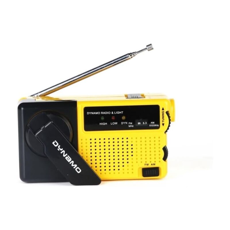 Radio AM/FM avec lumière LED et Mini Radio à manivelle avec Chargement Manuel Radio d'urgence extérieure Jaune
