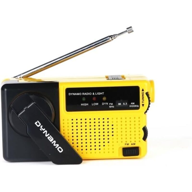 Radio AM/FM avec lumière LED et Mini Radio à manivelle avec Chargement Manuel Radio d'urgence extérieure Jaune