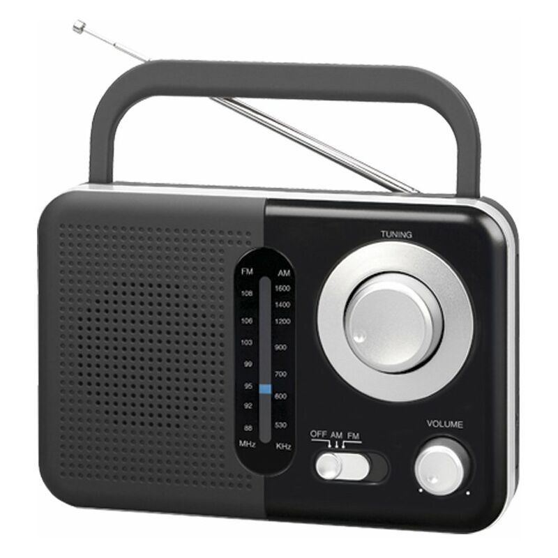 

TMRAD210 Radio analógica FM/AM portátil (pilas 3xC) o red, altavoz de 3', 0.8W RMS y antena telescópica - Tm Electron