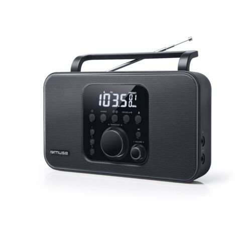 Radio Analógico Portátil MUSE 27956 FM a Batería y enchufe Negro
