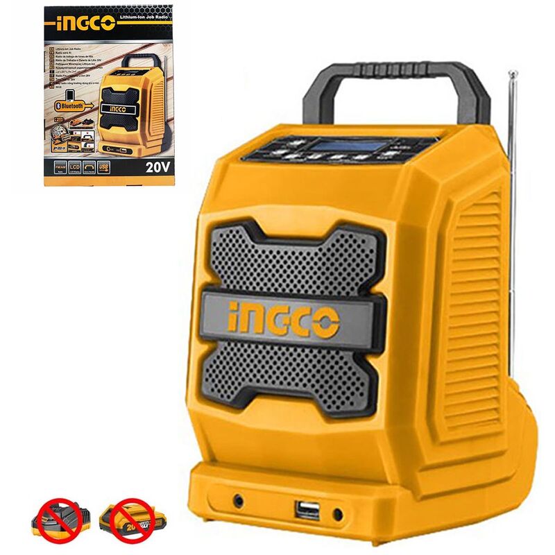 Image of Ingco - Radio bluetooth cassa portatile a batteria 20 v CJRLI2001