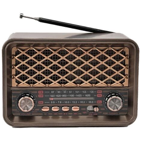 Radio Bluetooth rétro portable FM/AM/SW avec lumière LED