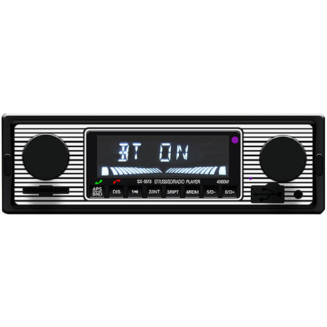 Radio Bluetooth vintage, reproductor de MP3 estéreo, USB AUX, radio para coche clásico, unidad flash USB