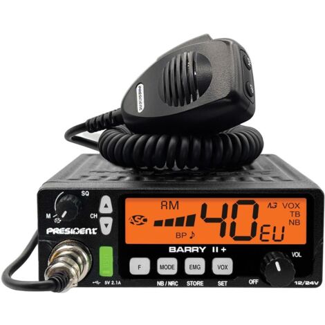 Radio CB 12V/24V avec port USB – Réception AM/FM – Fonction VOX mains libres – Filtre anti-bruit – Écran couleur LCD – President - TXPR022