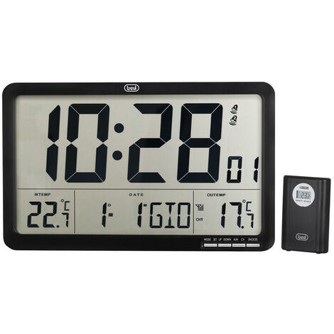 Radio controlled digital wall clock with external sensor trevi om 3560 rc