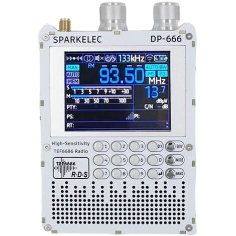 Radio de banda completa DP-666 TEF6686, pantalla táctil de 2,8 pulgadas, receptor de alta sensibilidad, radio FM, LW, MW, SW, blanca