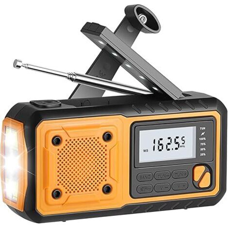 Radio de emergencia con manivela y luz LED de carga Radio AM/FM/SW DSP