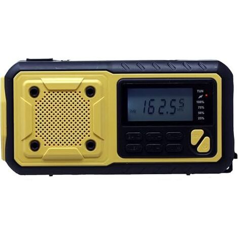 Radio de emergencia digital AM/FM con alerta meteorológica NOAA, receptor de radio con manivela solar de 4 vías, linterna LED y cargador de teléfono celular USB de 4000 mAh (amarillo)