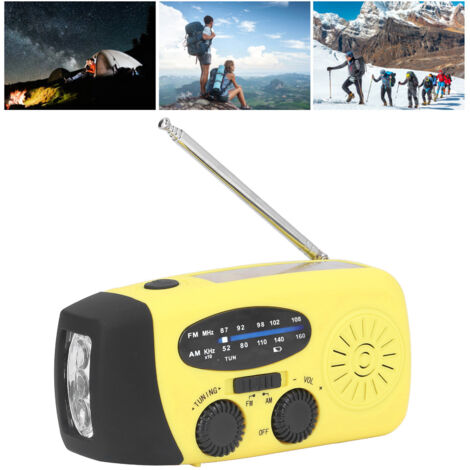 Radio de emergencia, generador solar de 17500 mAh, linterna manual de ABS, LED, IPX3, 1200 mAh, kit de camping portátil multifuncional para Europa.