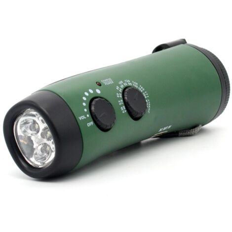Radio de survie 5-en-1 à manivelle, lampe torche solaire avec alarme SOS, chargeur de téléphone portable, radio météo portable pour randonnée et préparation aux urgences
