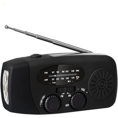 Radio de survie AM/FM/NOAA avec manivelle, lampe torche LED 2000mAh et signal SOS pour situations d'urgence (ouragans, séismes)
