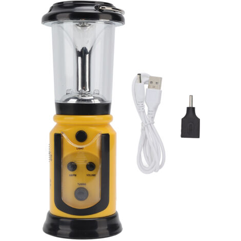 Radio de Survie Jaune avec Manivelle, USB, FM/AM, Lampe LED pour Randonnée Camping Urgence