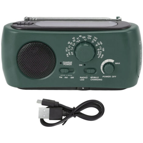 Radio de Survie Multifonction AM/FM/OC, Dynamo Manuelle et Solaire, Batterie Externe Portable pour Randonnée et Urgence