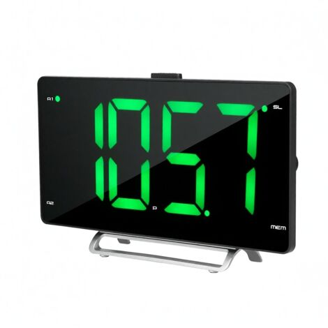 Radio despertador digital LED de 9 pulgadas, doble alarma, radio FM, temporizador de apagado automático, 2 puertos USB, batería de respaldo de 12/24 horas.