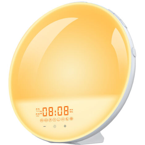 Radio despertador iluminado con función de luz nocturna, guía nocturna y puerto USB