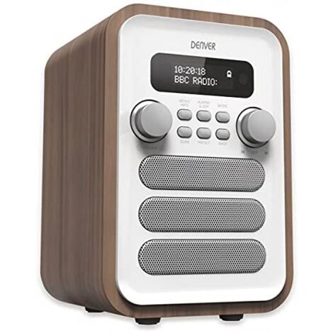 Radio Digital Dab+ y FM. Denver DAB-48WHITE. Radio Despertador. Conexión Bluetooth. Volumen: 2,5 W. Mando a Distancia Incluido. Blanco