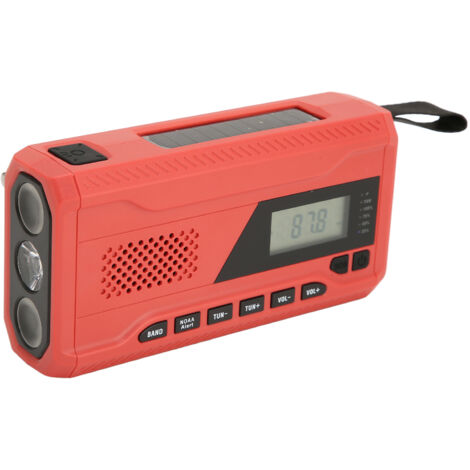 Radio d'urgence à manivelle (FM AM WB), une radio portable multifonctionnelle à énergie solaire adaptée à la survie en extérieur et aux urgences domestiques.
