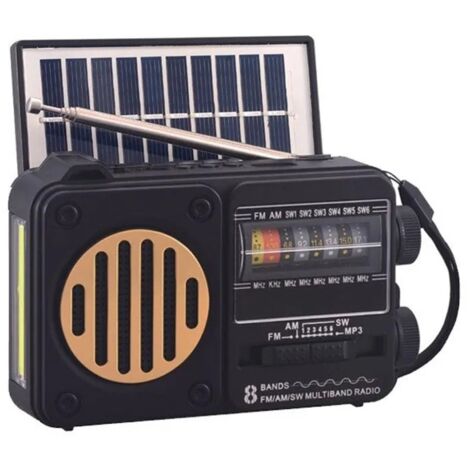 Radio d'urgence Portable solaire FM AM SW1-6 récepteur Radio haut-parleur Bluetooth avec lampe de poche carte TF clé USB lecteur de musique MP3