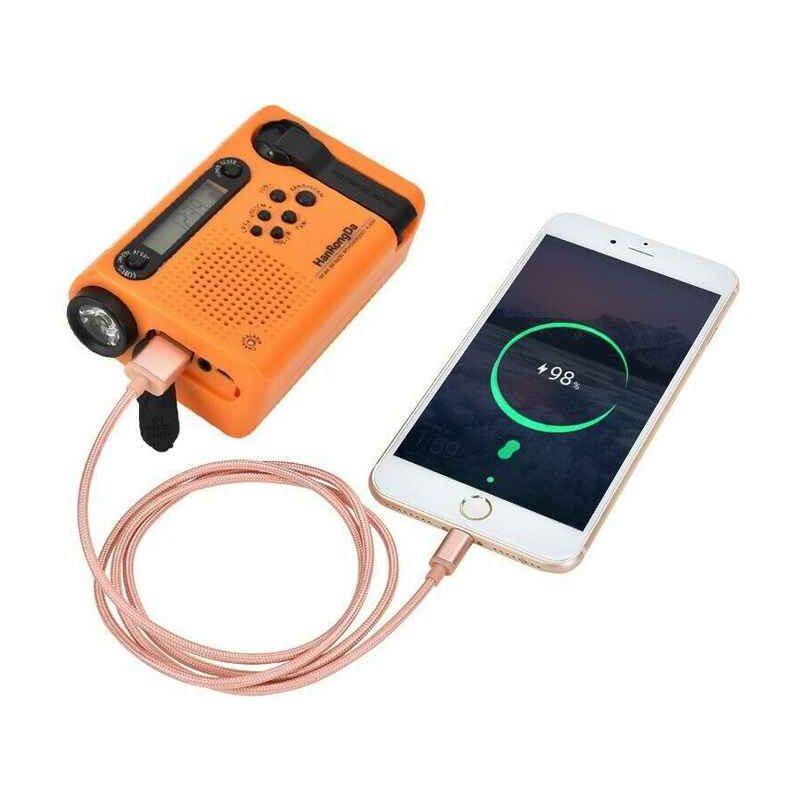 Radio d'urgence, radio solaire portable à manivelle météo / AM / FM avec alarme SOS, alimenté par batterie, Banque d'alimentation intégrée 2500mah,