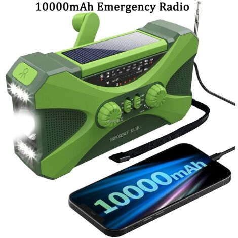 Radio d'urgence solaire à manivelle, 10000mAh, AM/FM, lampe de poche LED, alarme SOS, batterie externe, haut-parleur, livraison directe