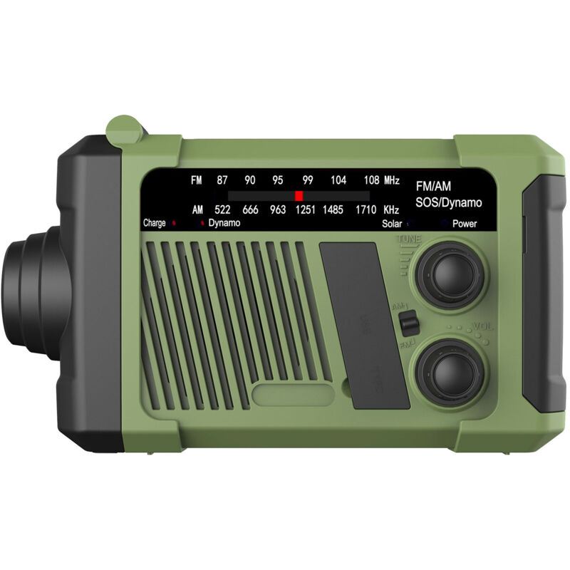 Radio d'urgence solaire à manivelle – Radio d'urgence – Outil d'extérieur – Plastique – Verte
