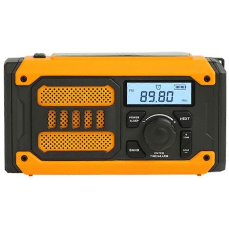 Radio d'urgence solaire rechargeable, mini radio FM/AM à manivelle