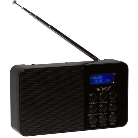 Radio FM/DAB+ - DAB-33BLACK - Compacte - Noir - 20 stations préréglées - RDS
