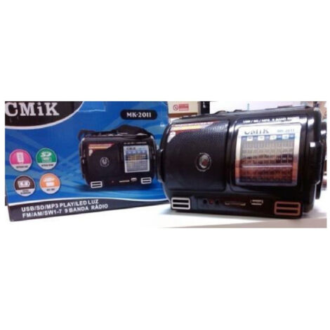 Radio Fm Haut-parleur Usb Sd Mp3 Jack Aux 9 Bandes Avec Torche Led Noir