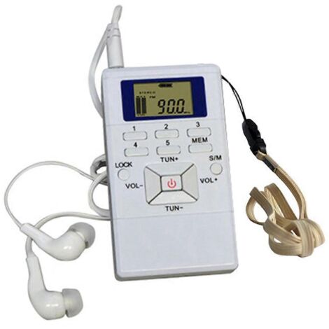 Radio FM numérique mini haut-parleur récepteur portable écran blanc--