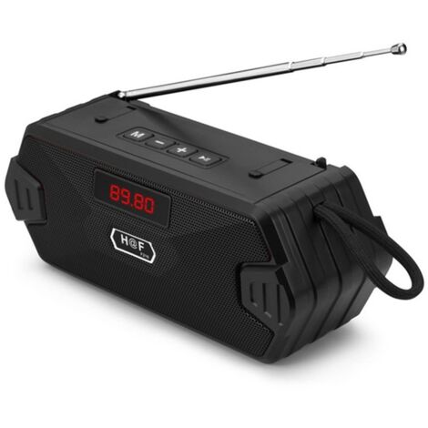 Radio FM portable d'extérieur avec entrée auxiliaire et haut-parleur Bluetooth sans fil, caisson de basses, boîte à musique Hi-Fi, Bluetooth pour la maison et la voiture