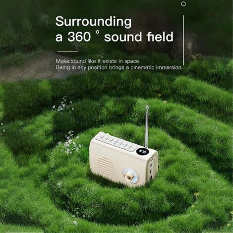Radio FM portable d'extérieur, radio solaire, haut-parleur Bluetooth avec lumière -D--