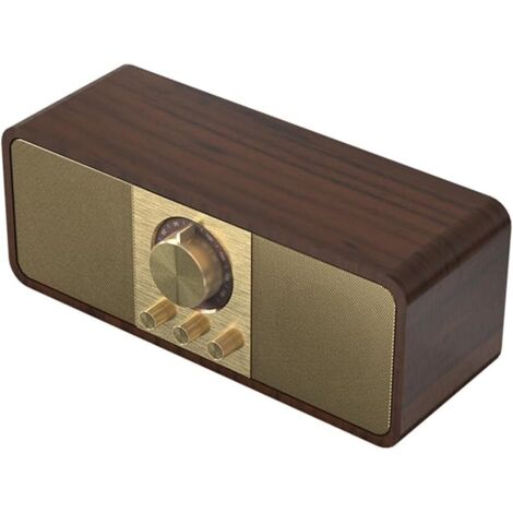 Radio FM portátil de madera estilo retro, receptor inalámbrico, estéreo Hi-Fi, altavoces Bluetooth, compatible con tarjeta TF/disco auxiliar.